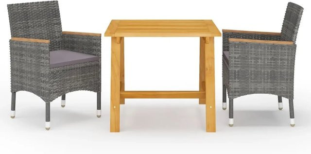vidaXL 3-tlg Garten-Essgruppe Modell 9 aus Akazien-Massivholz in Grau - Bild 1