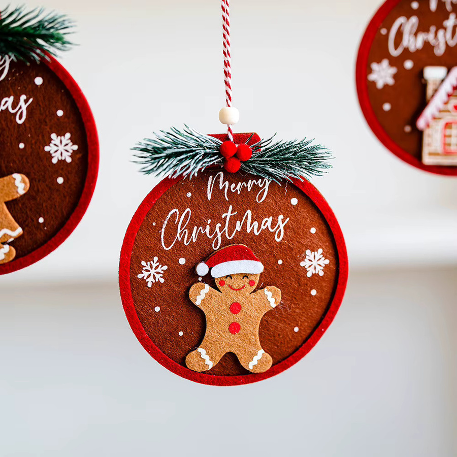 Runtowo Filz-Lebkuchenmann Weihnachtsanhänger in Mehrfarbig als Weihnachtsbaumdekoration für Weihnachten und Neujahr - Bild 3