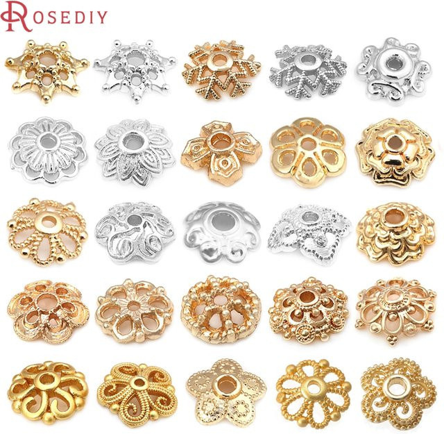 Rosediy Blumenperlenkappen, 18K Goldfarben, Messing, Damen - Bild 1