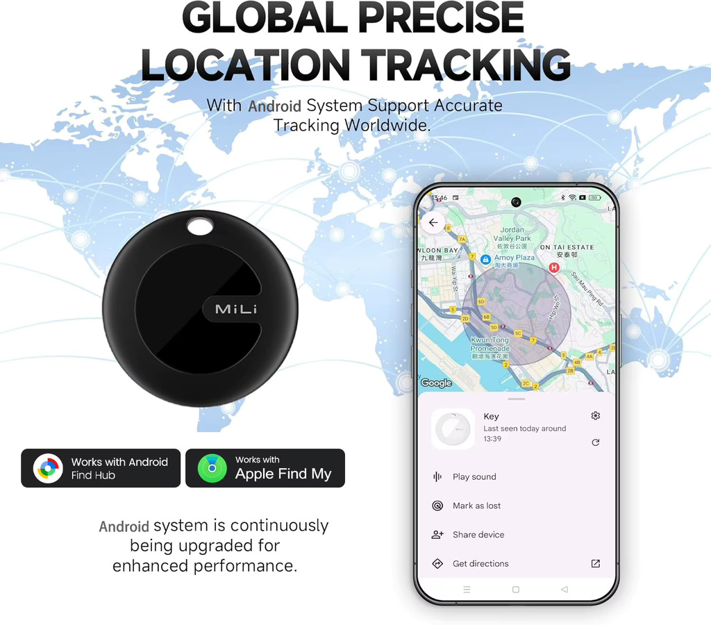 MiLi MiTag Smart Tag GPS-Tracker Bluetooth Anti-Verlust-Gerät für iOS und Google Find My Device App in Schwarz oder Weiß - Bild 3