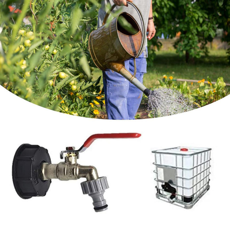 TOMTOP JMS IBC-Wannenadapter aus Messing mit 1/2 Zoll Wasserhahn-Auslassventil für Gartenschläuche, Silber - Bild 3