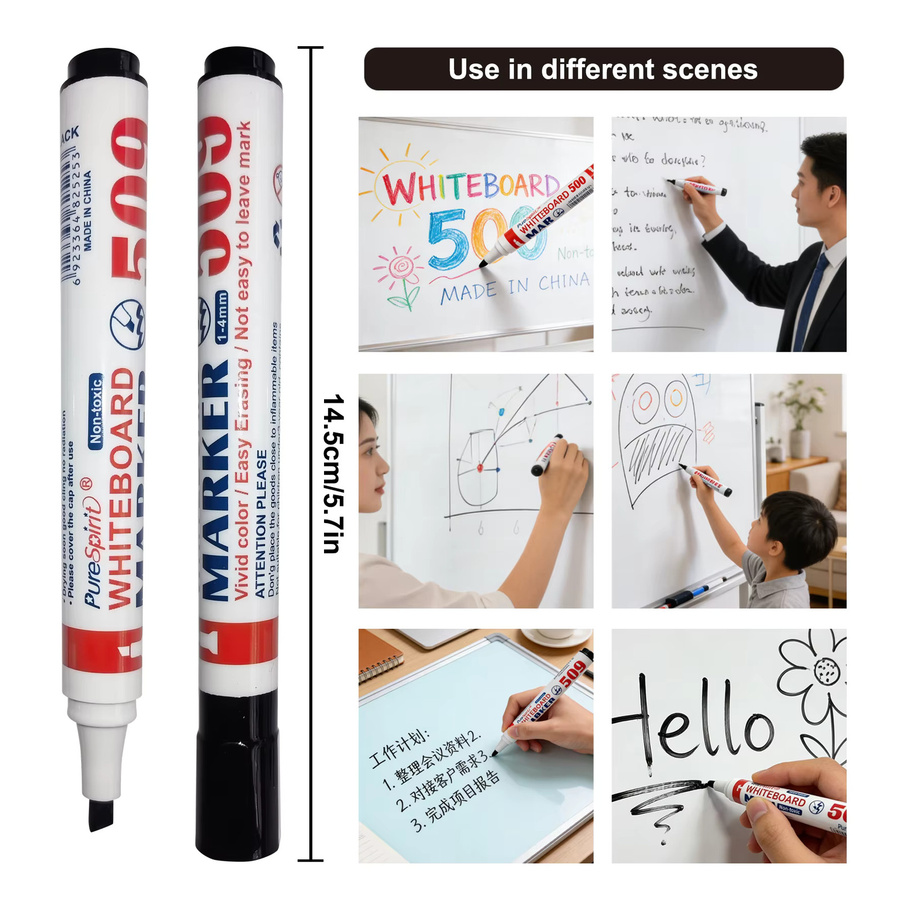10 Stück Whiteboard-Marker von purespirit in sortierten Farben mit 1-4mm Bullet-Spitze, ungiftig und leicht abwischbar für Schule und Büro - Bild 3