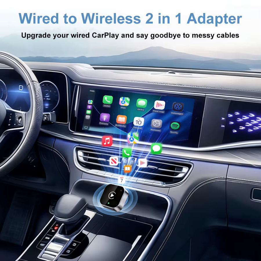 FLIXIVI 2-in-1 Kabelloser CarPlay Adapter Blue – Mini Dongle für Apple & Android zur Umwandlung von kabelgebunden auf kabellos - Bild 2