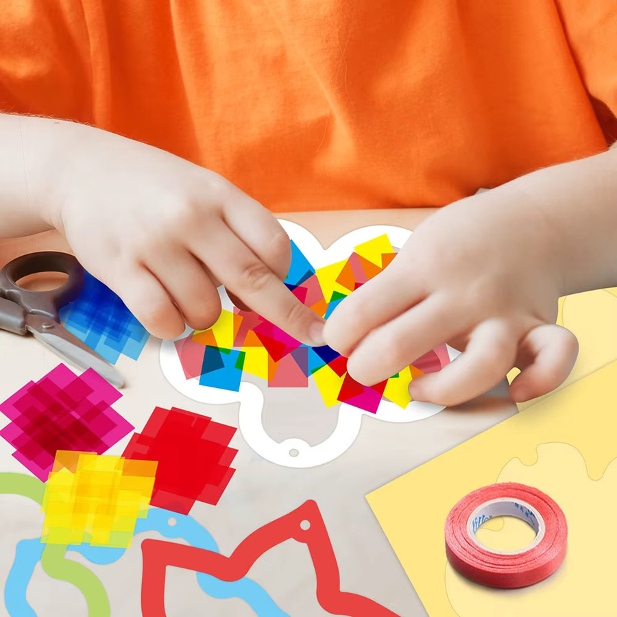 15-teiliges Kinder Bastelset zum Papier Ausschneiden für Fenster-Dekorationen in Mehrfarbig - Bild 3