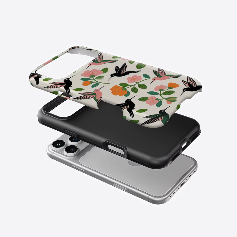 Aurea Case Matte Bumper MagSafe Schutzhülle mit Kolibri-Blumenmuster für iPhone 13 bis 17, Mehrfarbig - Bild 2