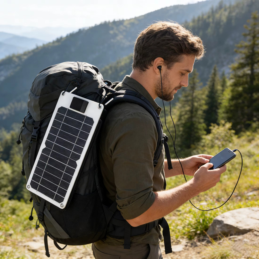 ELEGEEK 60W Solarpanel-Ladegerät mit USB-A Anschluss, weißes tragbares Ladegerät für Mobiltelefone und Camping - Bild 4