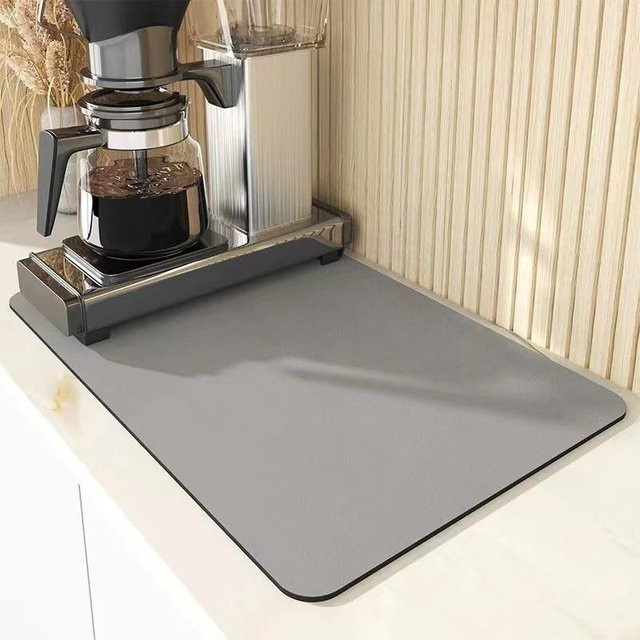 Binchi Fitness Kaffeematte für die Arbeitsplatte, rutschfest und hitzebeständig, wasserdicht, hellgrau, B/T: 40 x 30 cm - Bild 1