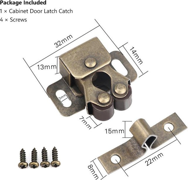 Houspace Antike Doppelrollen-Garderobenbeschläge und Schranktür-Fangriegel mit Schrauben in Bronze Matt - Bild 1