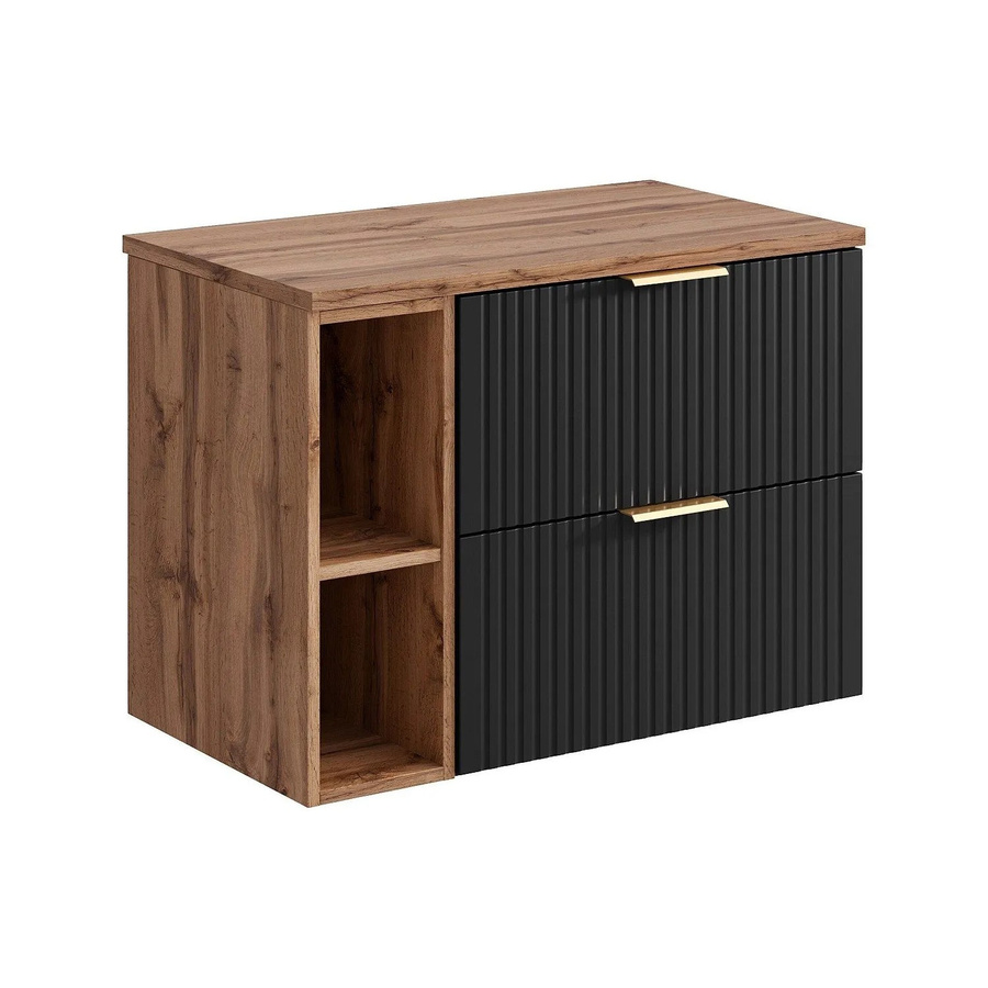 Vente-unique Waschbeckenunterschrank Zevara in Schwarz mit Streifenoptik, Breite: 80 cm - Bild 2