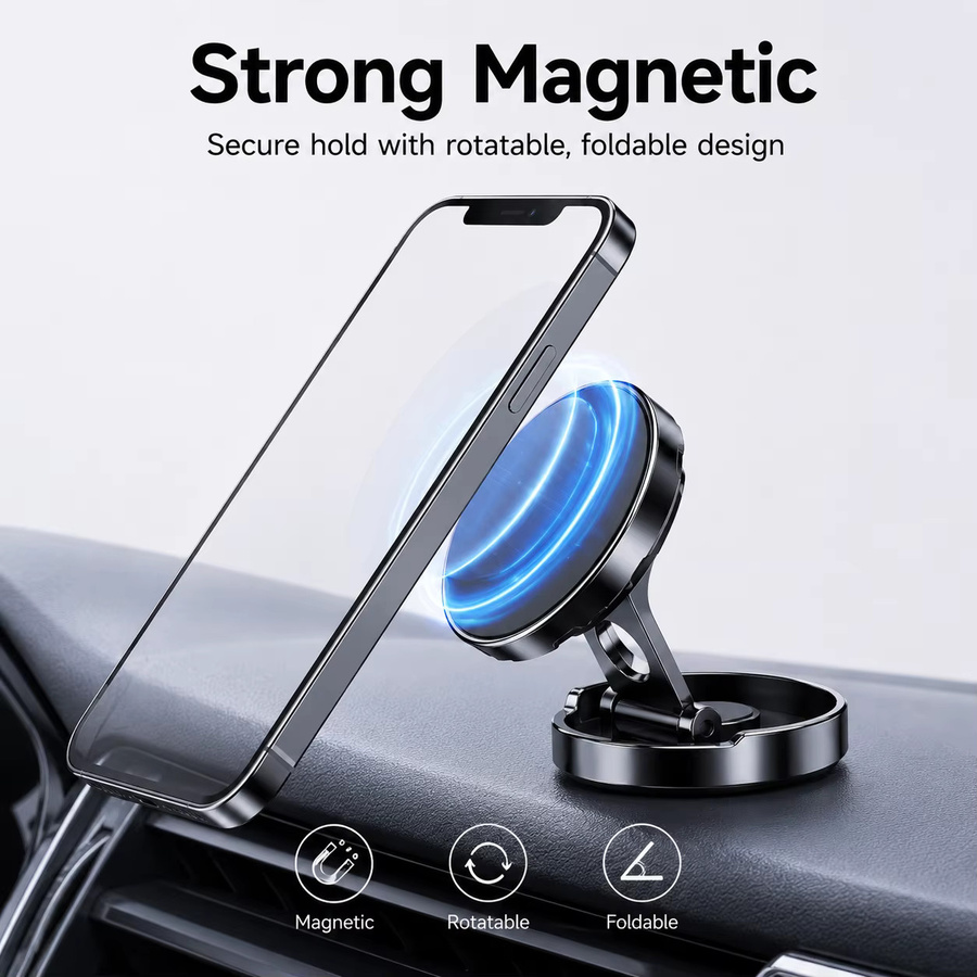 Runder magnetischer Autohalter mit 720 Grad Drehung und starkem Magnet in Schwarz - Bild 2