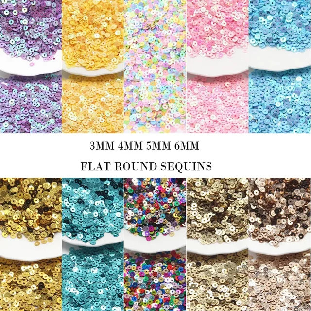 Runde flache Pailletten in verschiedenen Größen für DIY-Handwerk und Textilverzierung, Multicolour - Bild 1