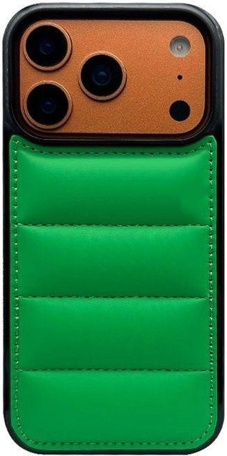 Luxus Daunenjacke Handyhülle aus weichem Silikon für Apple iPhone 17 16 15 14 13 12 11 Pro Max Plus Air in Grün - Bild 1