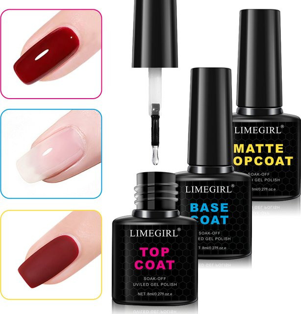 LIMEGIRL Soak Off Matte Top Base Coat, 8 ml - Bild 1