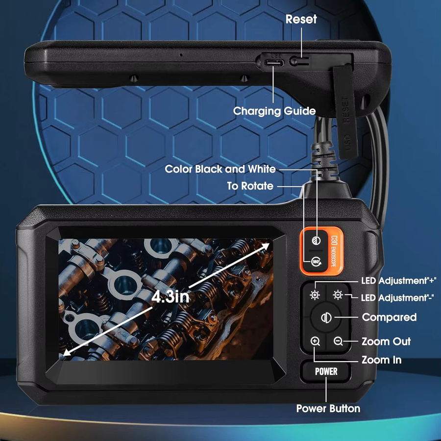 INSKAM Industrielles Endoskop-Kamera-System mit 4,3 Zoll IPS-Bildschirm, HD1920P, 8mm Linse, IP67 wasserdicht, Schwarz - Bild 2