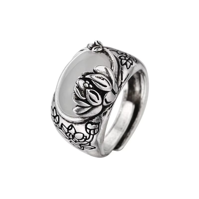 Xiyanike Ring, 925 Silber, Lotus Stein, Vintage, Damen - Bild 2