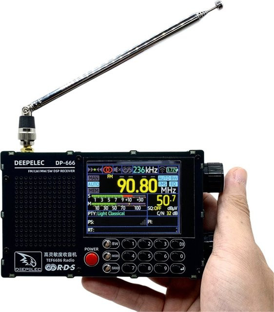 DEEPELEC DP-666 TEF6686 Radio mit ESP32, Wi-Fi und 2,8 Zoll IPS LCD Display, FM-AM-LW-MW-SW-Kurzwellen, Schwarz - Bild 1