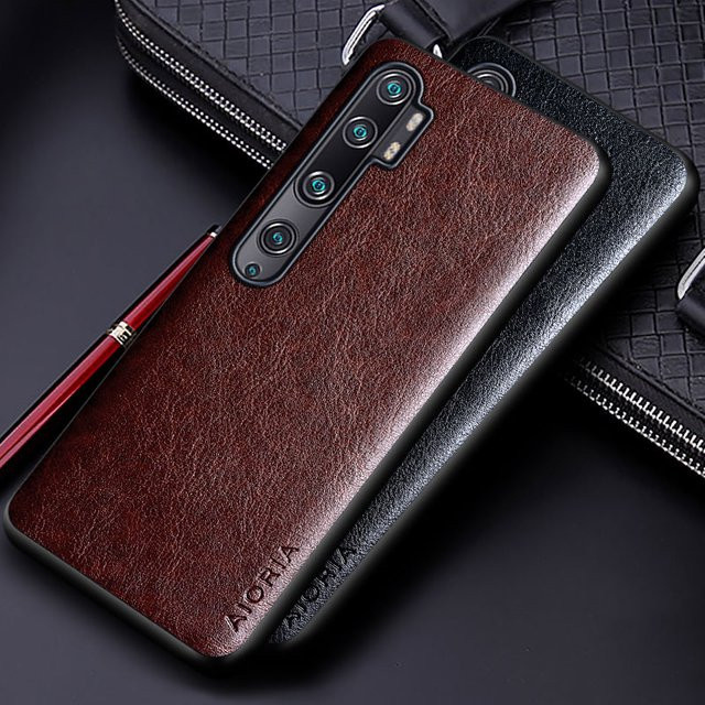 Luxuriöse Business Handyhülle aus PU-Leder für Xiaomi Mi Note 10 Pro Lite 3 in Braun - Bild 1