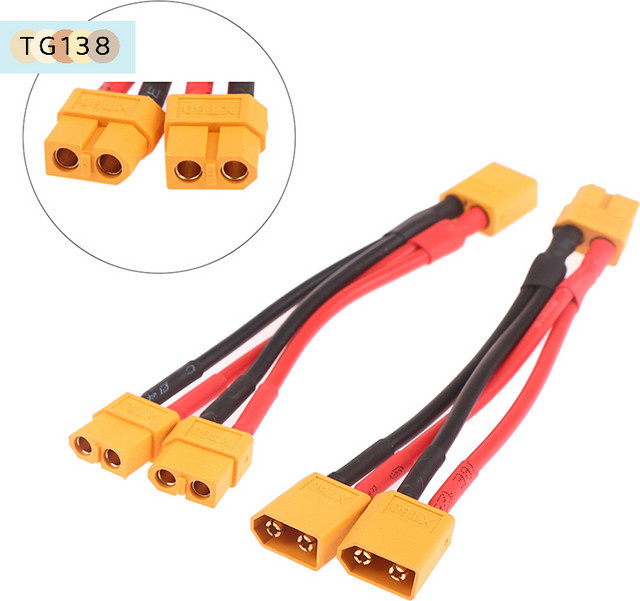 eelhoe XT60 Y-Splitter 3-Wege-Parallel-Batterieanschluss Silikonkabel 14AWG in Rot - Bild 1