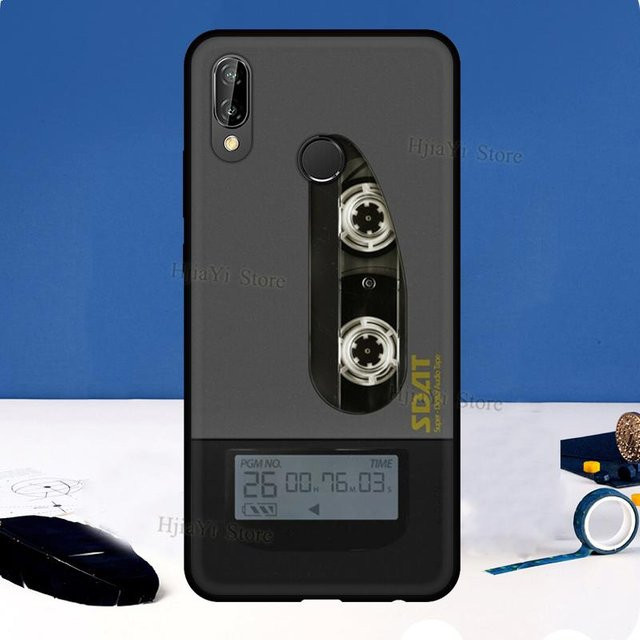 Retro Kassette Handyhülle für Huawei P20 P30 P40 Pro Mate 20 Lite Nova 5T und Honor 50 9X 8X in Schwarz - Bild 1