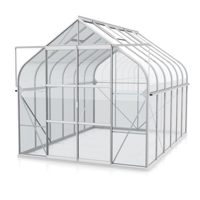 Vitavia Gewächshaus Dione 9900 mit Stahlfundamentrahmen und Glockendach in Silber, 9,9 m², Aluminium eloxiert und 4 mm ESG Sicherheitsglas - Bild 1