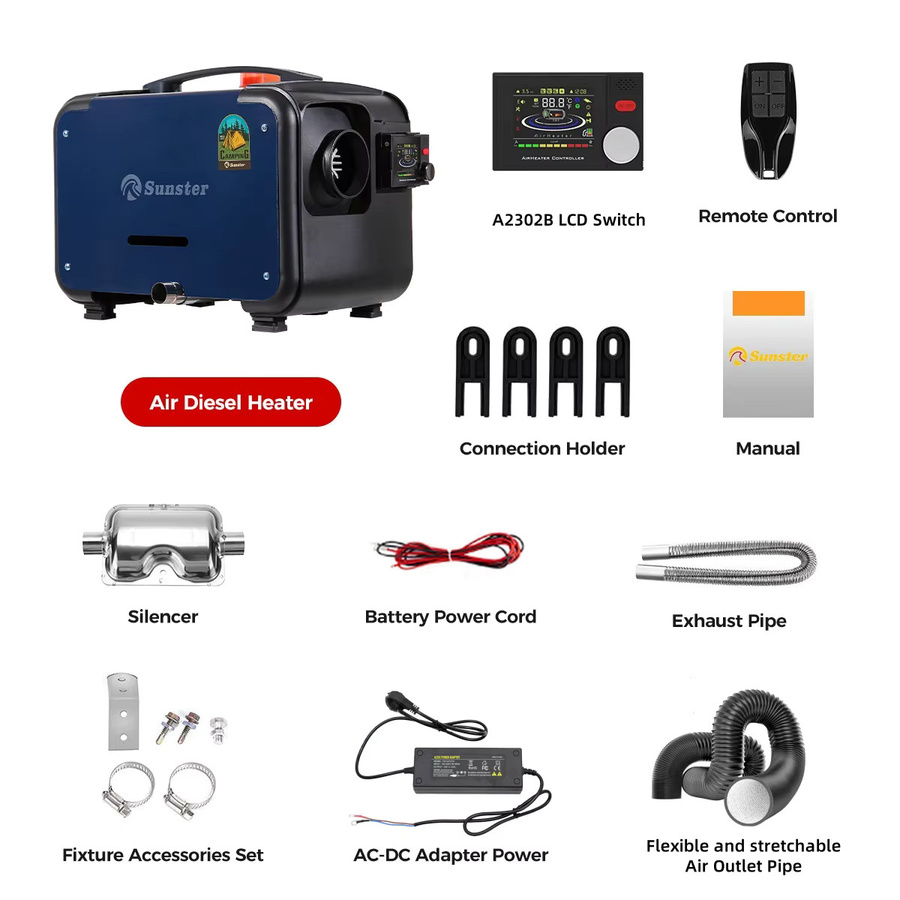 Sunster Tragbarer Diesel-Lufterhitzer mit Bluetooth-App-Steuerung und automatischer Höhe, 8 kW, Schwarz - Bild 7
