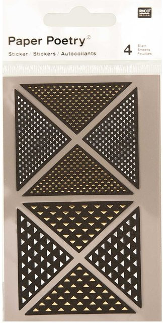 Rico Design Paper Poetry Sticker Dreiecke schwarz-metallic 4 Bogen - Bild 1