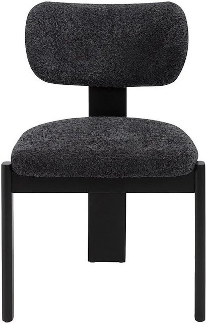 Vente-unique Stuhl Wilana in Schwarz aus Bouclé-Stoff und Kautschukholz, Breite: 56 cm - Bild 1