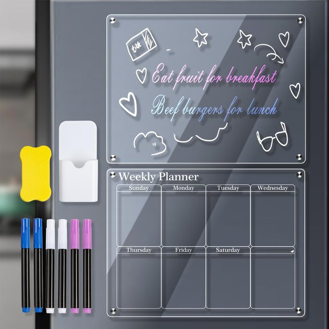 TOMTOP JMS Magnetische Planungs- und Wochenplaner Tafel aus transparentem Acryl für den Kühlschrank, B/H: 40 x 30 cm - Bild 1