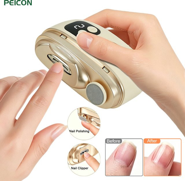 PEICON Elektrischer Nagelknipser, Automatischer Nagelschleifer und -polierer, Unisex, Metallic - Bild 1
