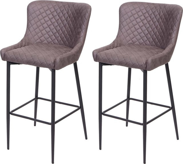 2er-Set Barhocker MCW-H79 im Vintage-Design aus Metall und Textil in Dunkelgrau - Bild 1