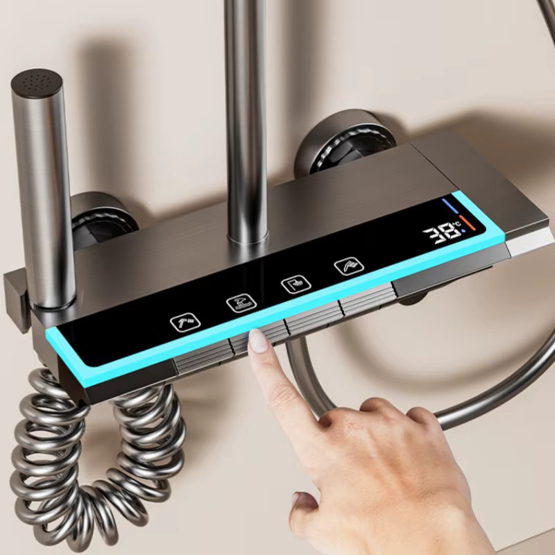 Washower Digitale Badezimmer Duscharmatur mit Temperaturanzeige und 4 Funktionen als Duschsystem mit Heiß-Kalt-Mixer - Bild 2