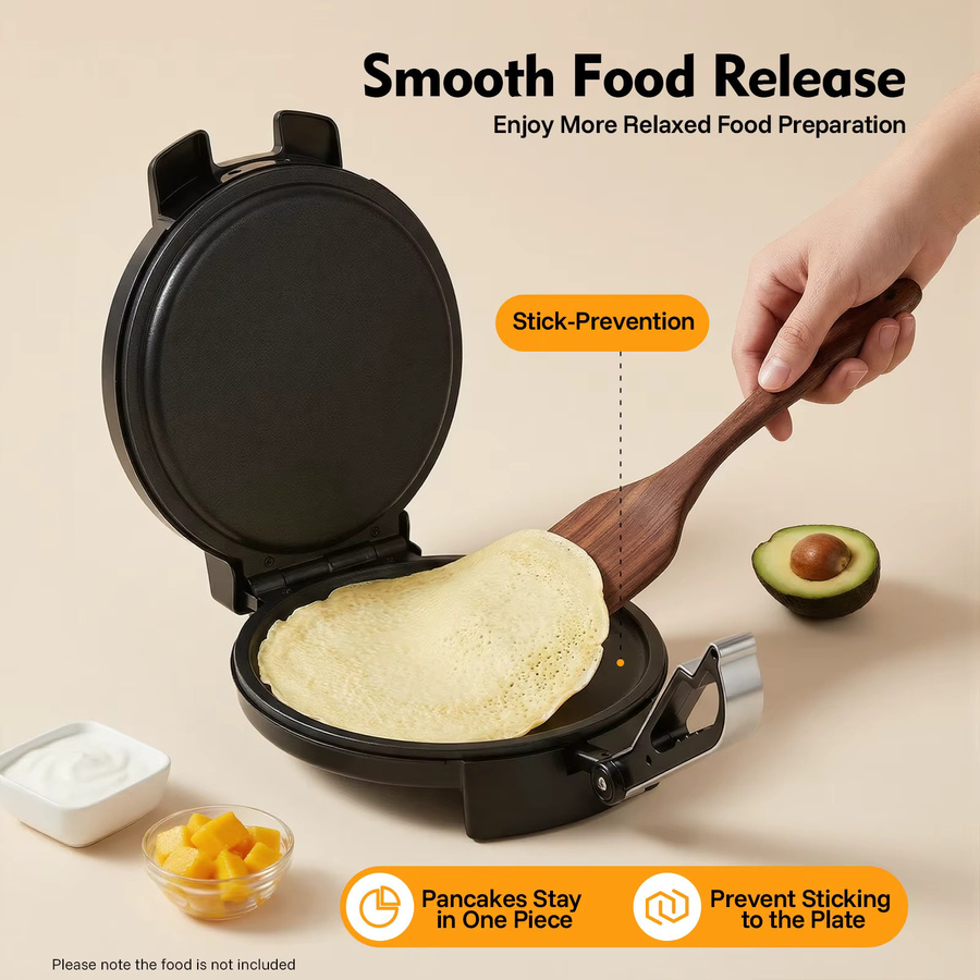Bymaocar Tortilla-Presse aus Gusseisen in Schwarz, Durchmesser: 26 cm, ideal für Roti-Maker und mexikanische Speisen - Bild 3
