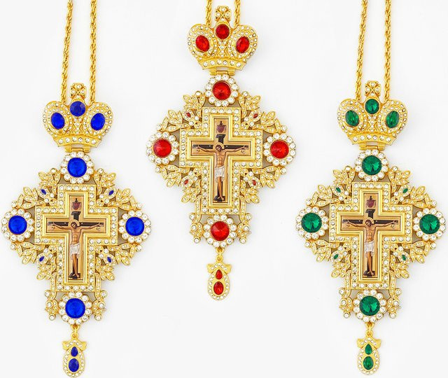 HTISOK Anhänger Orthodoxes Kreuz, Messing, Gold, Unisex - Bild 1