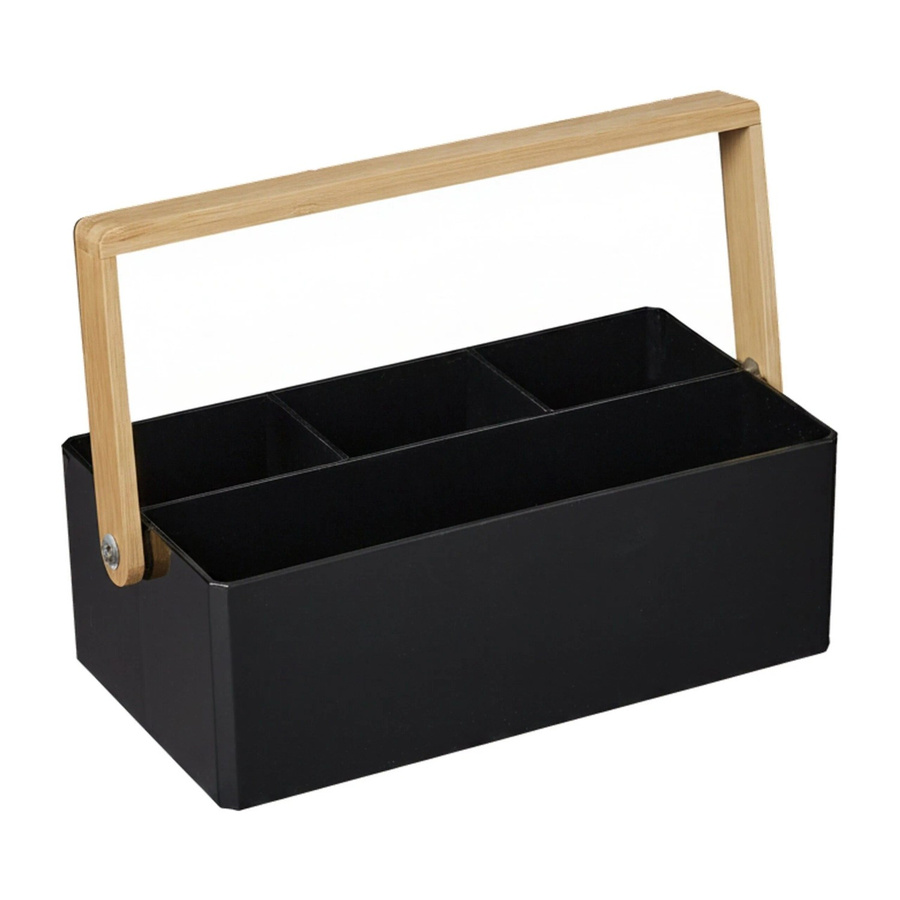 Relaxdays Organizer aus Kunststoff und Bambus in Schwarz, B/T/H: 26 x 16 x 8,5 cm - Bild 2