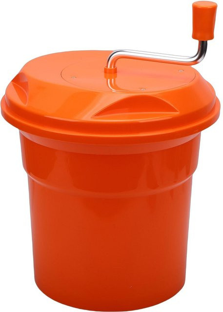 Artleeh Salatschleuder mit Bremssystem in Orange, 12 l Kapazität, manueller Gemüsetrockner für Küche und Gewerbe - Bild 1