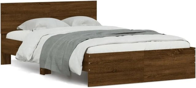 vidaXL Bettgestell mit Kopfteil in Braun, B/T/H: 140 x 190 cm - Bild 1