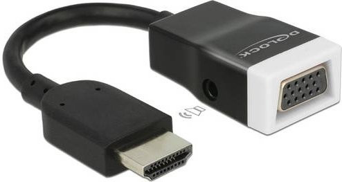 Delock 65587 HDMI auf VGA Adapter mit HDMI-Stecker und D-SUB-Buchse 15pol. Schwarz Weiß - Bild 1