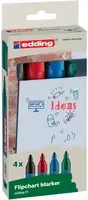 Edding Flipchartmarker 4-31 Set mit Rundspitze 1.5 - 3 mm in Schwarz, Rot, Blau und Grün, 4er Pack - Bild 2