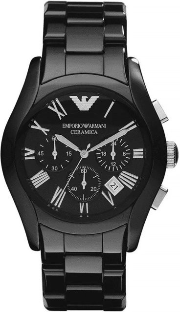 Emporio Armani Chronograph, Quarz, Edelstahl, Keramik, Schwarz, Herren - Bild 1
