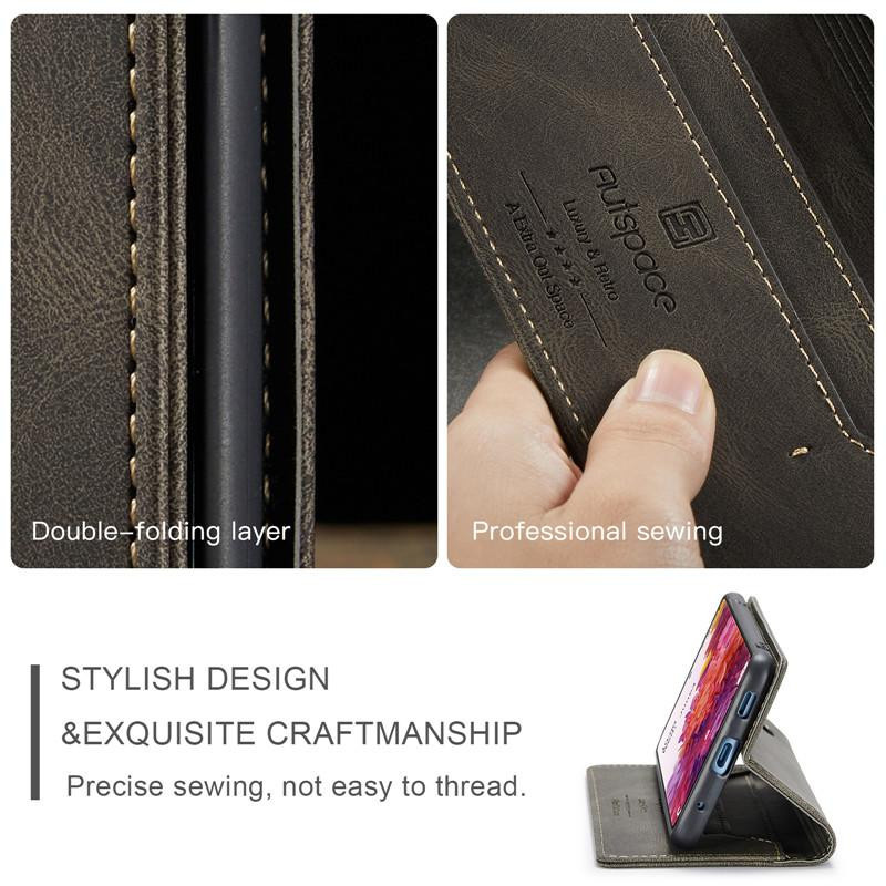 Luxus Leder Brieftasche Magnetische Klapphülle für Samsung Galaxy S20 FE 5G mit Kartenfach und Ständer in Schwarz oder Braun - Bild 5
