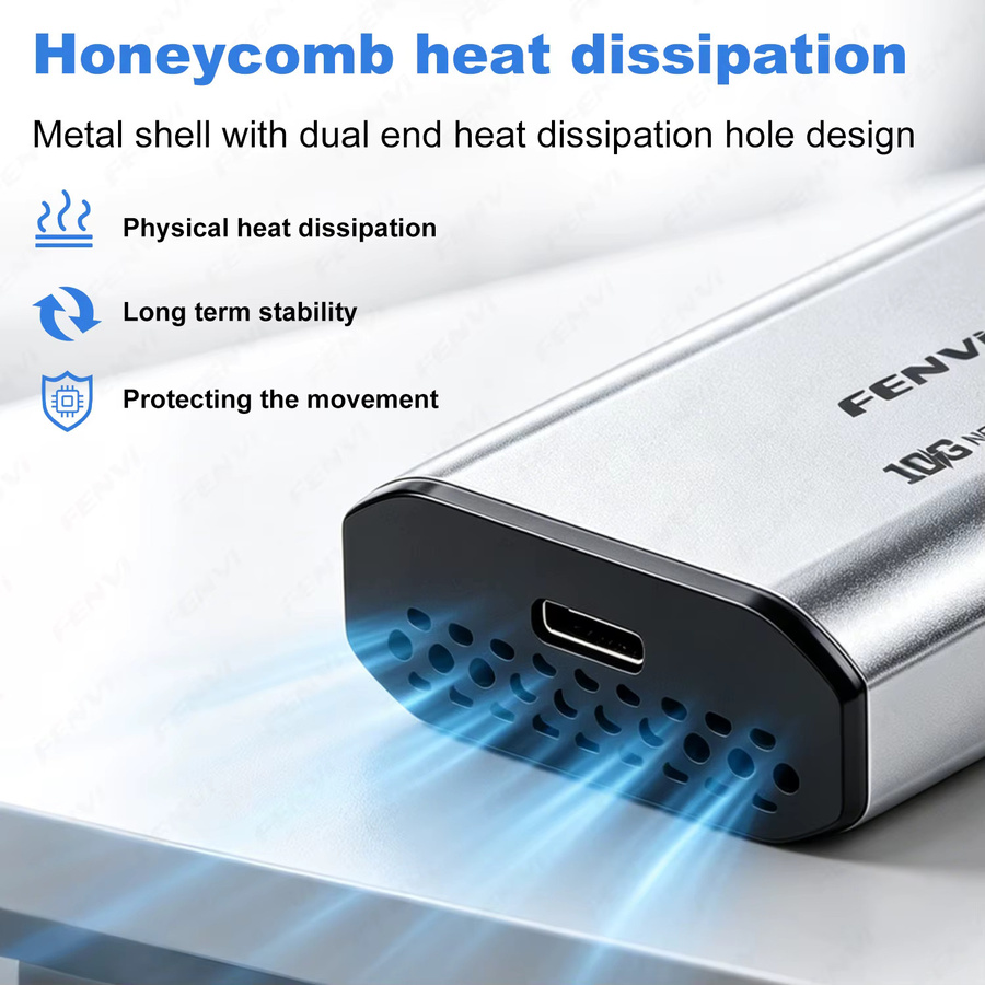 FENVI USB-Netzwerkadapter USB 3.2 auf 10GbE RJ45 Gigabit-Ethernet-Konverter in Silber mit USB-C Anschluss - Bild 4