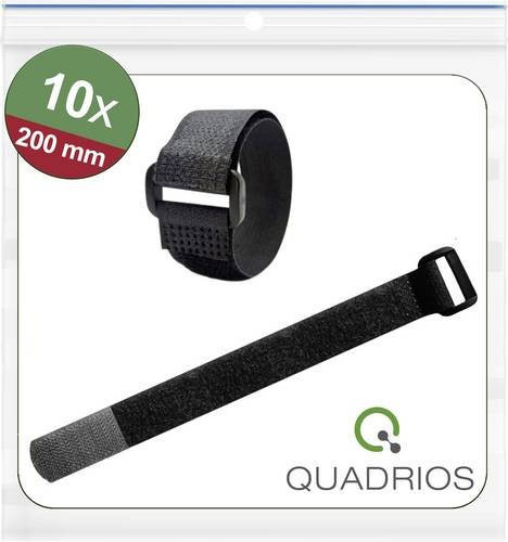 Quadrios 25CA570 Klettkabelbinder zum Bündeln in Schwarz, L: 200 mm, B: 20 mm, 10 Stück - Bild 1