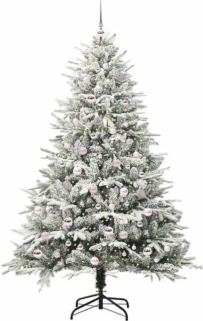 vidaXL Künstlicher Weihnachtsbaum in Grün mit warmweißer LED-Beleuchtung und Kugelset - Bild 1