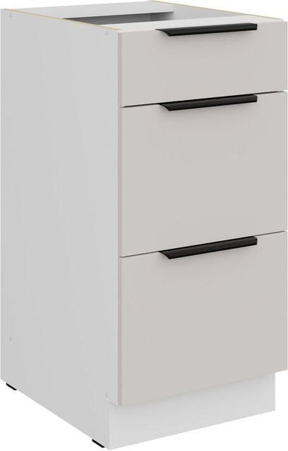 Küchen Unterschrank COMO in Kaschmir Beige mit Vollauszug und Soft-Close, Breite: 40 cm - Bild 1