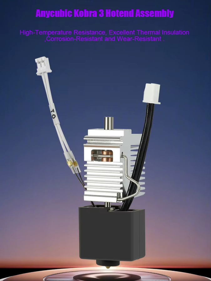 Anycubic Kobra 3 Hotend Komplettset – Extruder-Druckkopfbaugruppe mit Kühlkörper, Düse und Heizblock als Upgrade-Ersatz - Bild 4