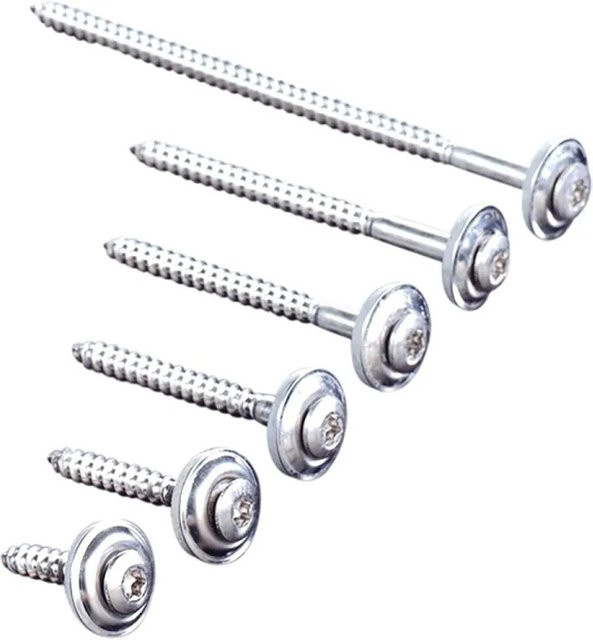 T&J Spenglerschraube aus V2A Edelstahl mit Torx-Antrieb und 20 mm Dichtung, Farbe Silber, Durchmesser: 4,5 mm, Länge: 55 mm - Bild 1