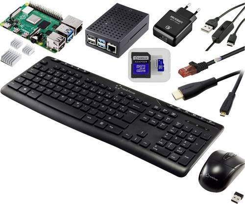 TRU Components Pro Set Raspberry Pi 4 B 4GB mit Gehäuse, Netzteil, Kühlkörper und HDMI-Kabel in Schwarz - Bild 1