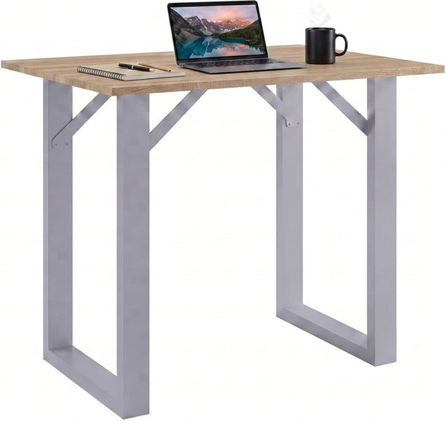 VCM Bartisch Xona in Braun, moderner Stehtisch aus Metall und Holz, B/T: 110 x 80 cm - Bild 1