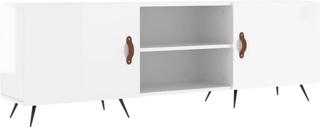 vidaXL TV-Schrank in Hochglanz-Weiß mit Medienfächern, B/H/T: 150 x 30 x 50 cm - Bild 1