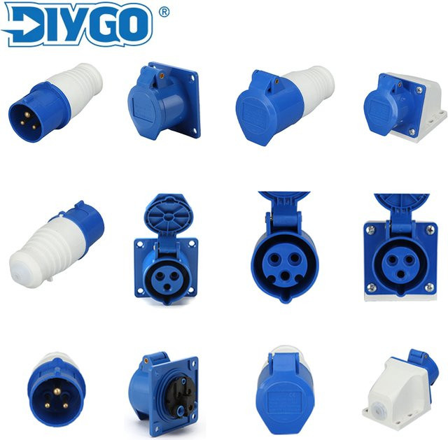 DIY GO Wasserdichter Stecker und Steckdose Set IP44 16A 3Pin 220-240V Blau - Bild 1